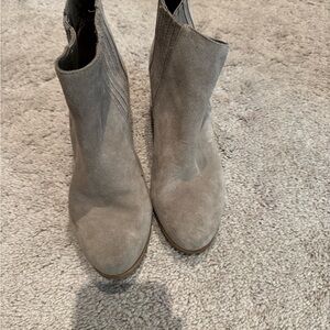 INC International Concepts Suede Ankle Booties in Taupe
